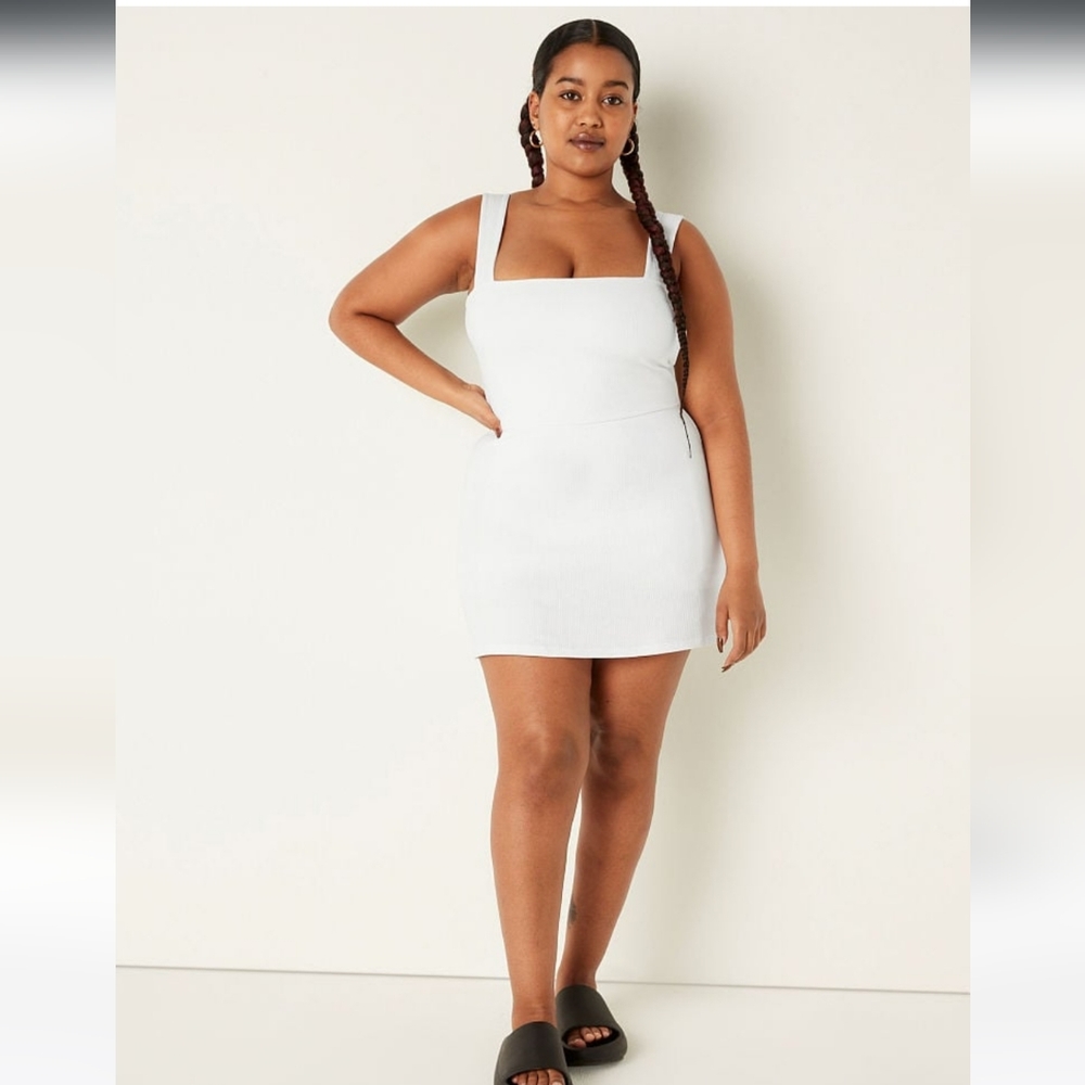 Pink Ribbed Square Neck Active Dress - Picture 5 of 10